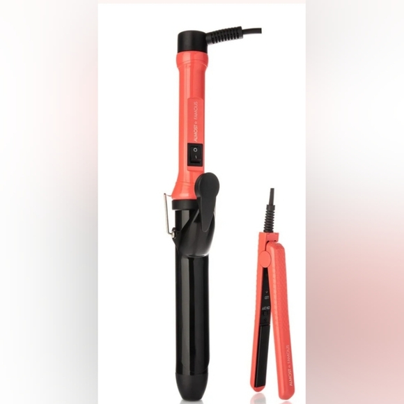 ALMOST FAMOUS Beach Wave Babe 2-Piece Set w Curlinf Wand and Mini Flat Iron. NIB - Picture 2 of 9